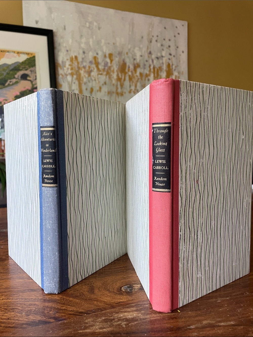 2 Alice in Wonderland Vintage Hardcover Matching Book 1965 Random House Set of 2
